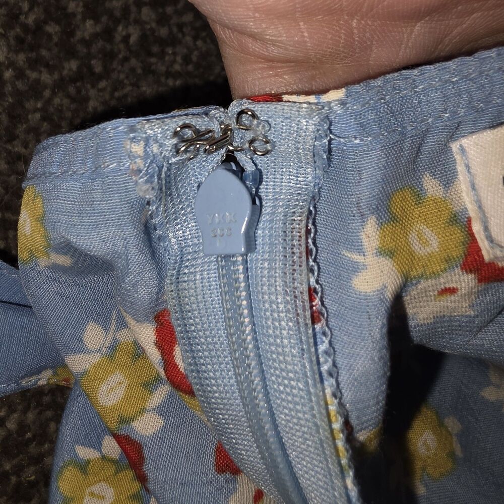 Faithfull the Brand Sky Blue Floral Tie-Sleeve Midi Dress - Picture 8 of 12